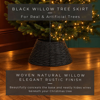 Neo Black Natural Rustic Willow Christmas Tree Skirt