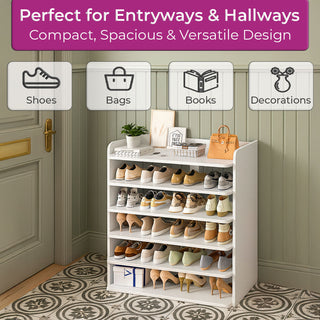 Neo White 6 Tier Wooden Shoe Rack