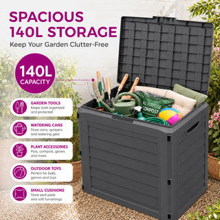Neo Dark Grey 140L Garden Storage Box Outdoor Chest