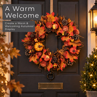 Neo Autumn Door Wall Wreath Pumpkins Berries 50 cm