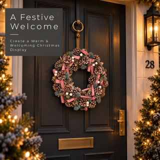 Neo Christmas Frosted White Pink Berries Wreath