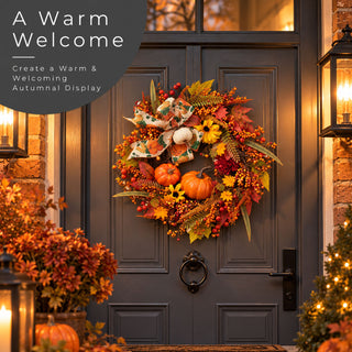 Neo Autumn Wreath Door Pumpkins Berries Sunflowers