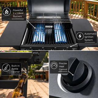Neo Black Steel 2 Burner Gas BBQ Grill