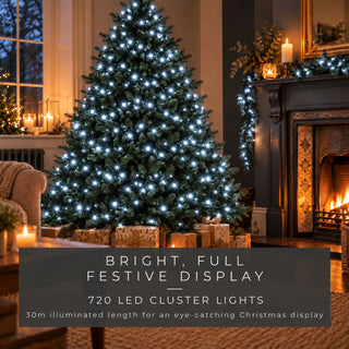 Neo Cool White 720 LED Cluster Christmas String Lights 30 Metre