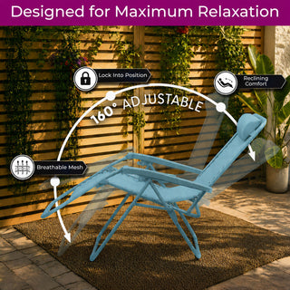 Neo Aqua Zero Gravity Recliner Garden Sun Loungers Set of Two
