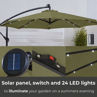 Neo Green Outdoor Freestanding Parasol with Led Lights 3 Metre