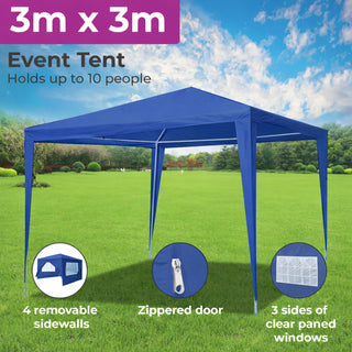 Neo Blue 3m x 3m Light Weight Event Gazebo Canopy Marquee Tent