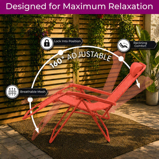 Neo Red Zero Gravity Recliner Garden Sun Loungers Set of Two