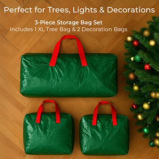 Neo 3 Piece Christmas Storage Bag Set 1x Large Xmas Tree Bag 2x Decoration Lights Ornaments Bags
