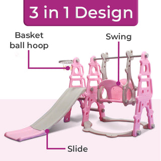 Neo 4-in-1 Pink Kids Playset Toddler Slide, Swing, Stairs and Hoop