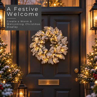 Neo Pre Lit LED Snow Flocked Festive Christmas Wreath