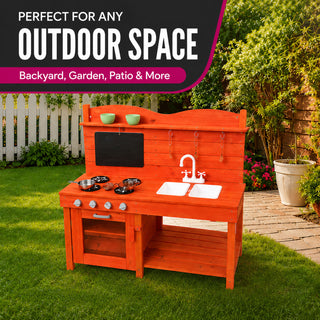 Neo Wooden Outdoor Mud Kitchen Kids Garden Play Double Sink