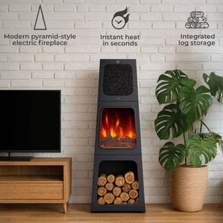 Neo Electric Heater Fireplace Modern Pyramid Free Standing
