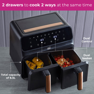 Neo Black & Copper Electric 8.5L Digital Air Fryer with Dual Drawer