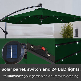 Neo Green Outdoor Freestanding Parasol with Led Lights 3 Metre
