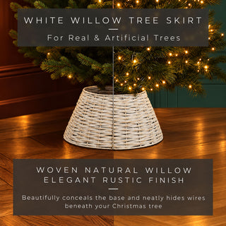 Neo White Natural Rustic Willow Christmas Tree Skirt