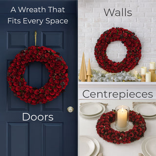 Neo Luxury 50cm Extra Large Red Rose Wreath