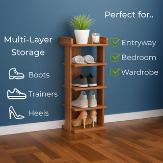 Neo Walnut Multi-Layer Wooden Shoe Rack