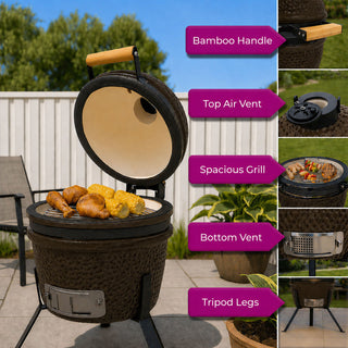 Neo Espresso Kamado 13" Ceramic Mini BBQ Grill