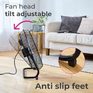 Neo High Velocity Black Metal Floor Freestanding Fan  - 12 Inch