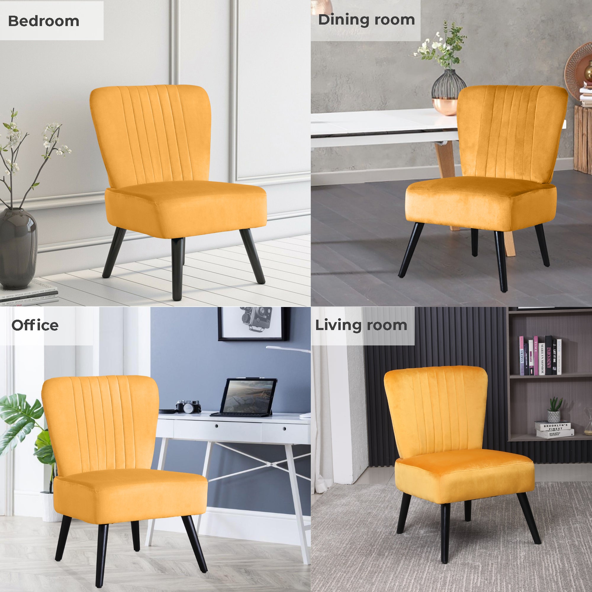 Neo Ostuni Mustard Yellow Crushed Velvet Shell Accent Chair – Neo