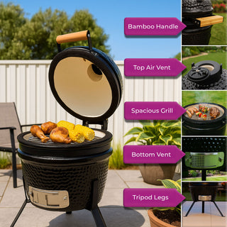 Neo Black Kamado 13" Ceramic Mini BBQ Grill