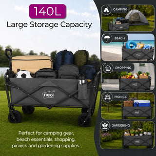 Neo Grey Folding Wagon Garden Cart 140L 120kg