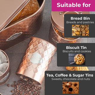 Neo Copper Embossed 5 Piece Kitchen Canister Set