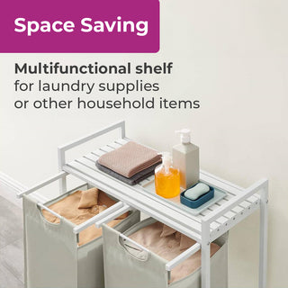 Neo White Laundry Basket Hamper With Shelf