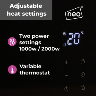 Neo Wifi Black Electric Glass Panel Heater Radiator