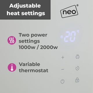 Neo Wifi White Electric Glass Panel Heater Radiator