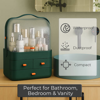 Neo Green Acrylic Makeup Storage Organiser with Lid & Drawers