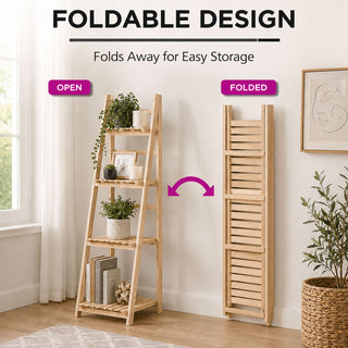 Neo Natural 4 Tier Wooden Foldable Plant Stand