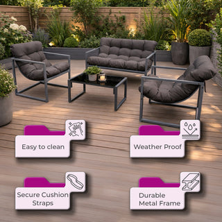 Neo Grey 4 Piece Outdoor Metal Patio Garden Furniture Set