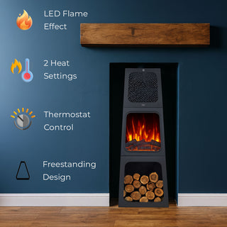Neo Electric Heater Fireplace Modern Pyramid Free Standing