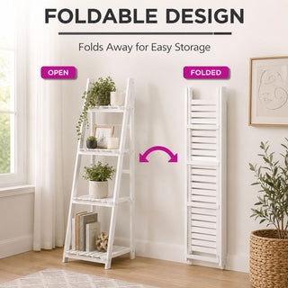 Neo White 4 Tier Wooden Foldable Plant Stand