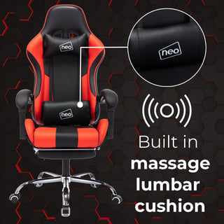 Neo Red/Black Leather Gaming Chair with Massage Function