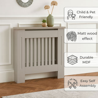 Neo Small Grey Decorative Wooden Radiator Cover