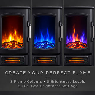 Neo Black 2000W Electric Heater with Realistic Flame Remote Control