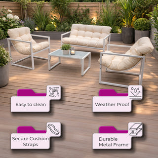 Neo White 4 Piece Outdoor Metal Patio Garden Furniture Set