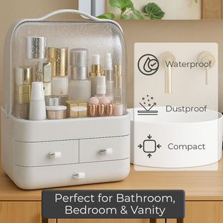 Neo White Acrylic Makeup Storage Organiser with Lid & Drawers
