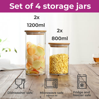 Neo Set of 4 Clear High Borosilicate Glass Storage Jars