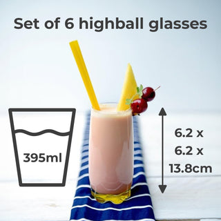 Neo 6x Multicolour 390ml Highball Glasses