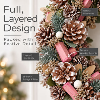 Neo Christmas Frosted White Pink Berries Wreath