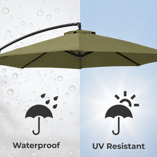 Neo Green Outdoor Freestanding Parasol with Led Lights 3 Metre