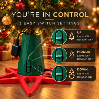 Neo Green & Red Rotating Christmas Tree Stand