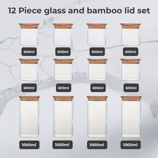 Neo Set of 12 Square Glass Storage Jars