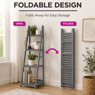 Neo Grey 4 Tier Wooden Foldable Plant Stand