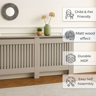 Neo Large Grey Decorative Wooden Radiator Cover