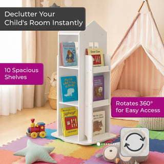 Neo White House Shaped 360° Rotating Kid's Freestanding Bookshelf